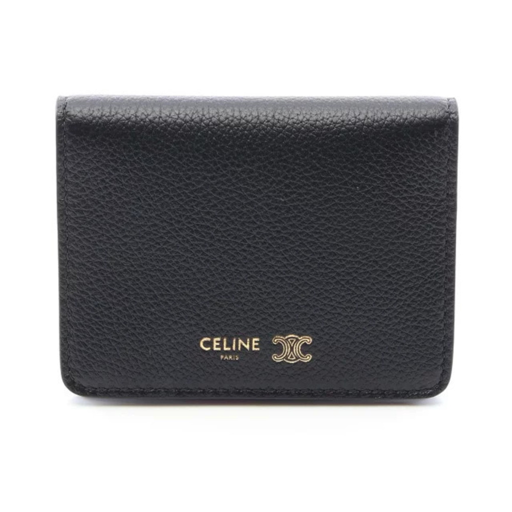 Celine Triomphe Card Case Wallet Leather Accessory Black